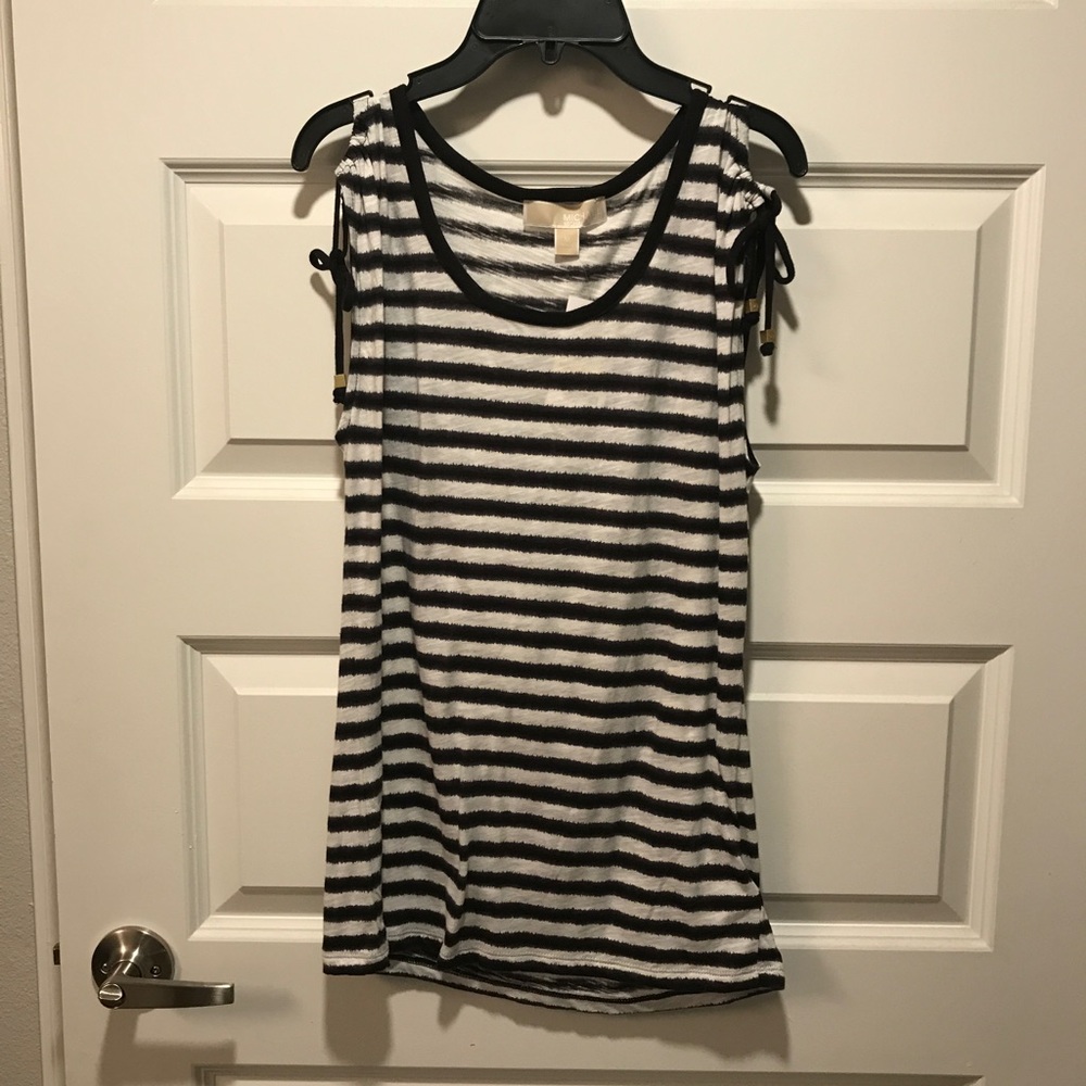 Michael kors black and white stripe tank top NWT